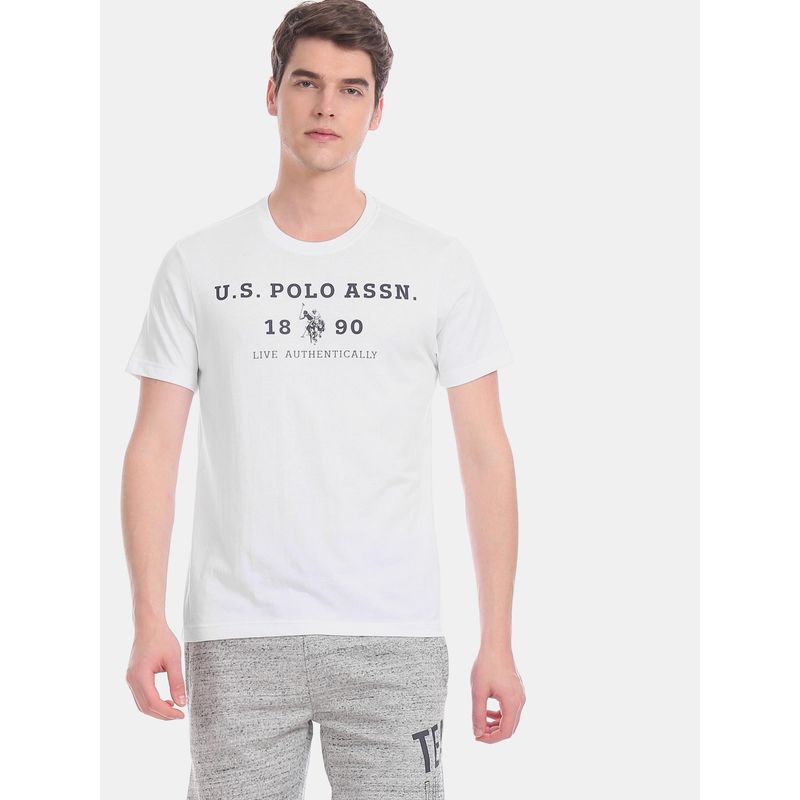 U.S. POLO ASSN. Printed White T-Shirt (S) White (S)
