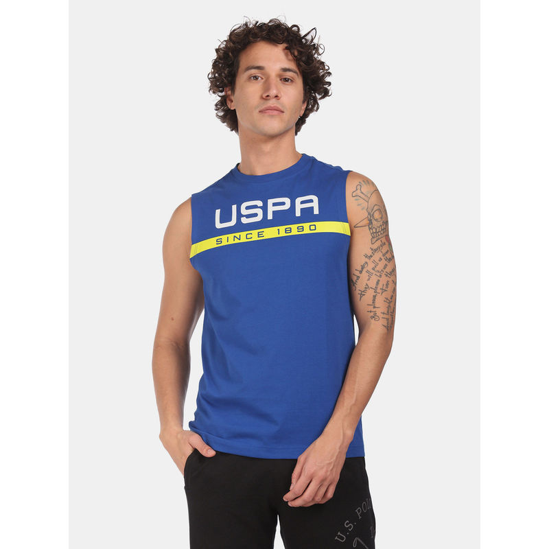 U.S. POLO ASSN. Blue Sleeveless Brand Print T-Shirt (2XL) (2XL)