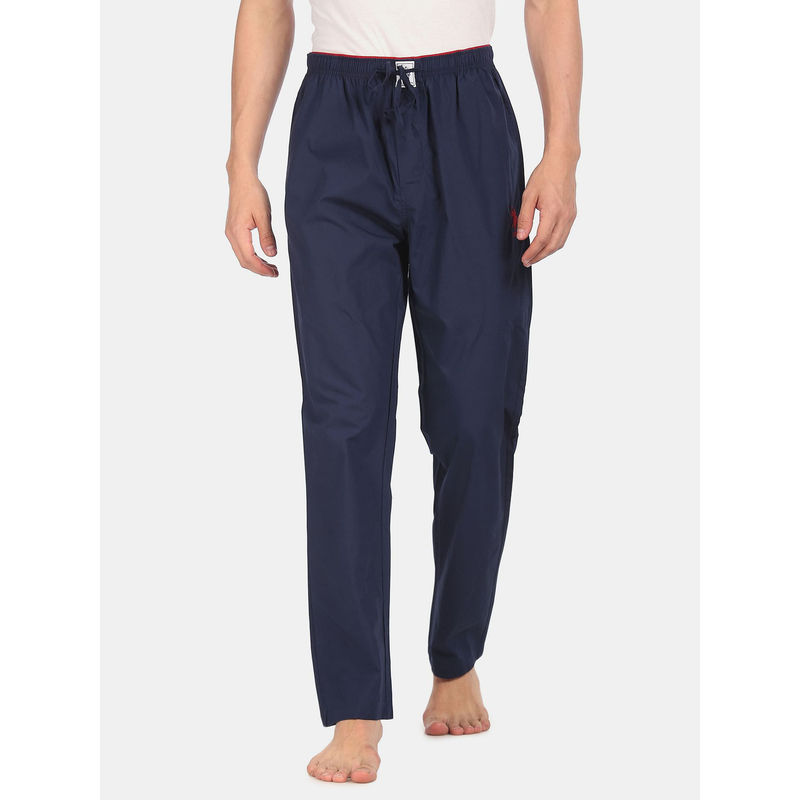 U.S. POLO ASSN. Men Navy I690 Comfort Fit Solid Cotton Lounge Pants Blue (S) Blue (S)