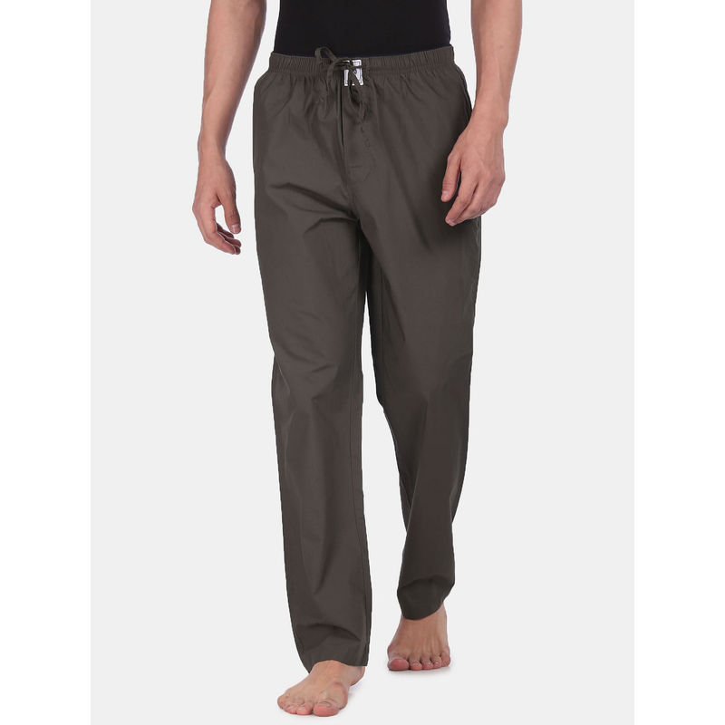 U.S. POLO ASSN. Men Dark Olive I690 Comfort Fit Solid Cotton Lounge Pants Olive (M) Olive (M)