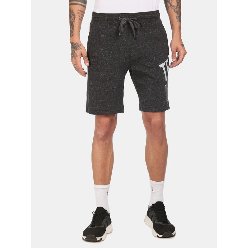 U.S. POLO ASSN. Men Grey Melange I676 Comfort Fit Printed Cotton Polyester Shorts (30) (30)