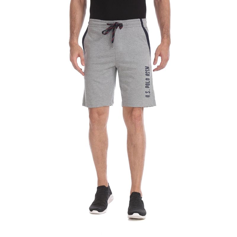 U.S. POLO ASSN. Men Grey Melange I668 Comfort Fit Solid Cotton Polyester Shorts (30) (30)