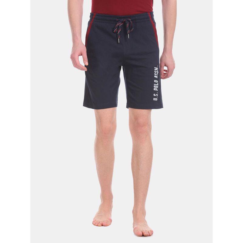 U.S. POLO ASSN. Men Navy I668 Comfort Fit Solid Cotton Polyester Shorts (32) (32)