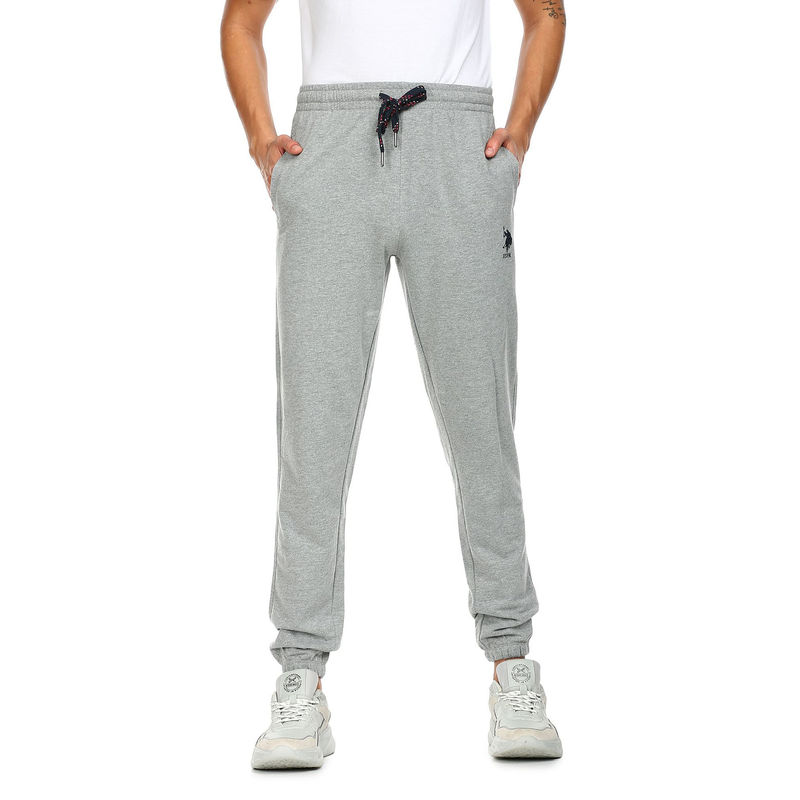 U.S. POLO ASSN. Men Light Grey I674 Comfort Fit Solid Cotton Poly Joggers (S) (S)
