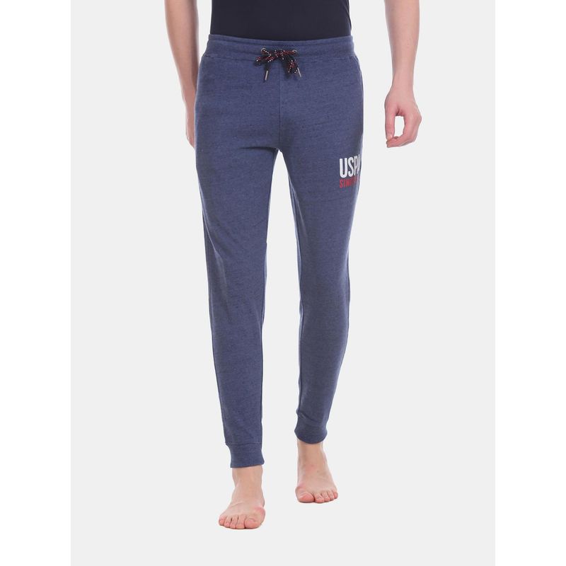 U.S. POLO ASSN. Men Blue I603 Comfort Fit Solid Cotton Poly Joggers (L) (L)