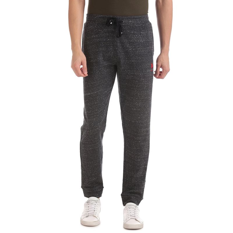 U.S. POLO ASSN. Men Grey I603 Comfort Fit Solid Cotton Poly Joggers (M) (M)