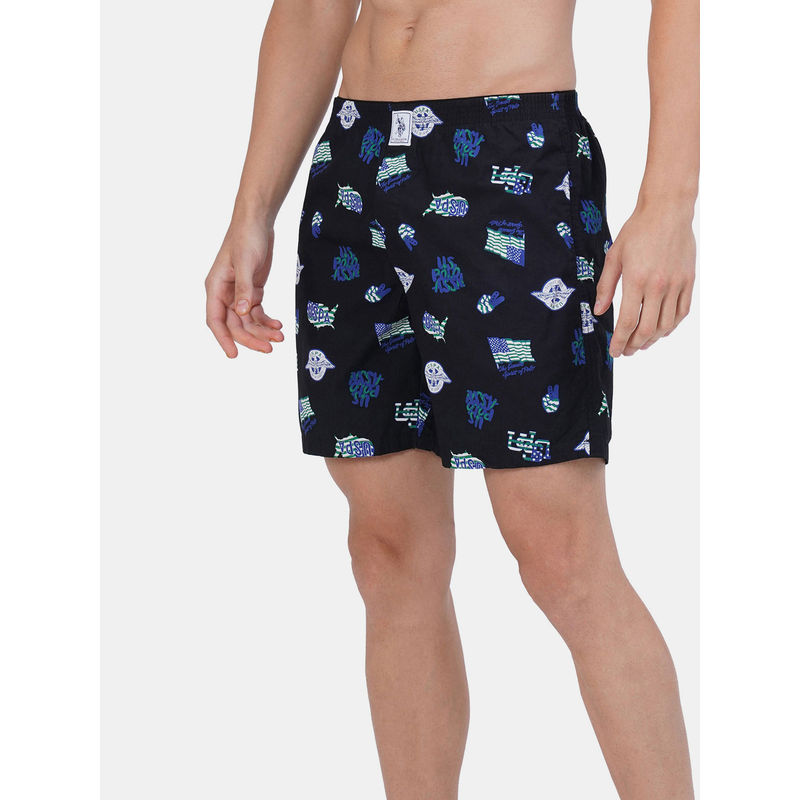 U.S. POLO ASSN. Men Black IYAB Relaxed Fit Printed Cotton Boxers (S)