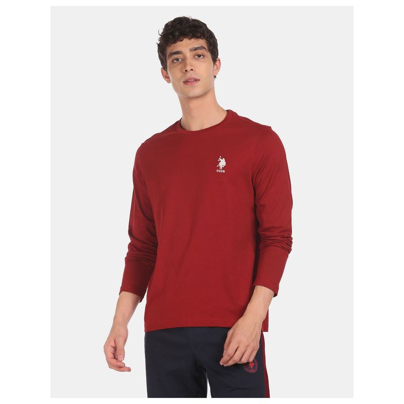 U.S. POLO ASSN. Men Red I656 Comfort Fit Solid Cotton T-Shirt (L)