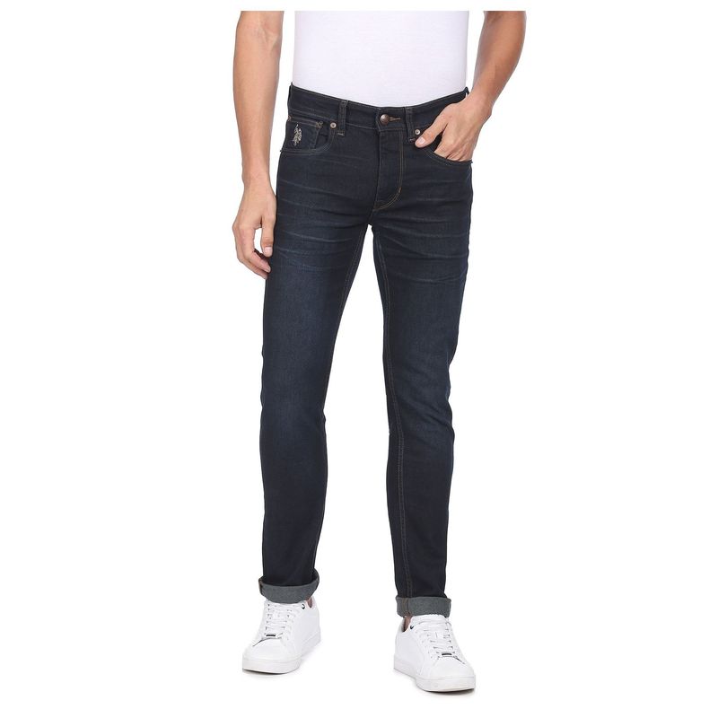 U.S. POLO ASSN. Men Blue Regallo Skinny Fit Rinsed Jeans (38) (38)
