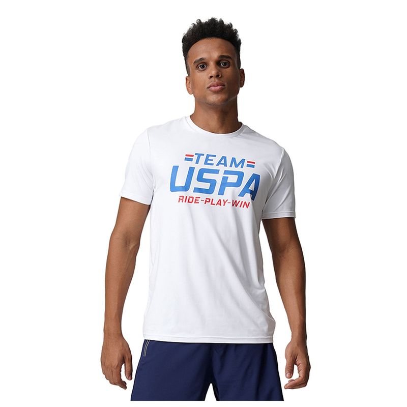 U.S. POLO ASSN. Men White I713 Natural Polyester T-Shirts - Pack Of 1 (L)