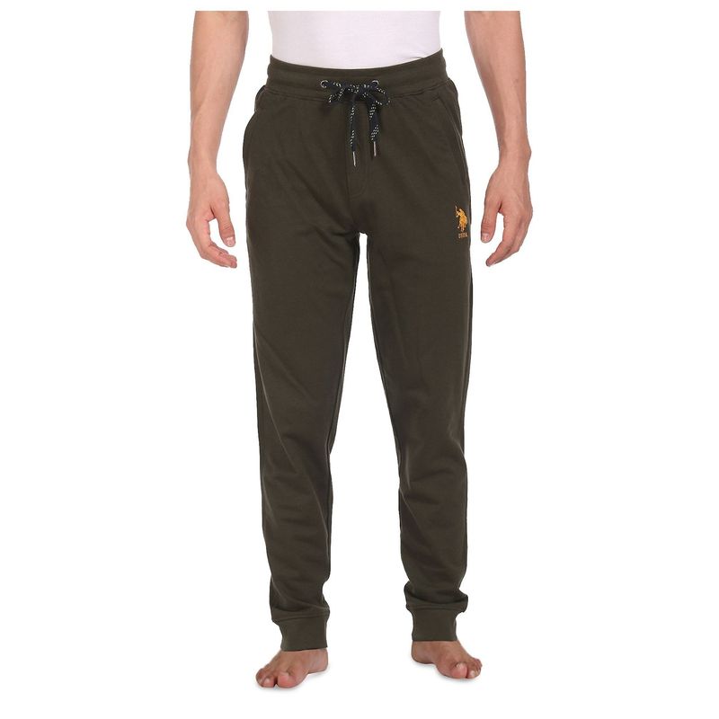 U.S. POLO ASSN. Men Olive I604 Natural Cotton Joggers - Pack Of 1 (L)