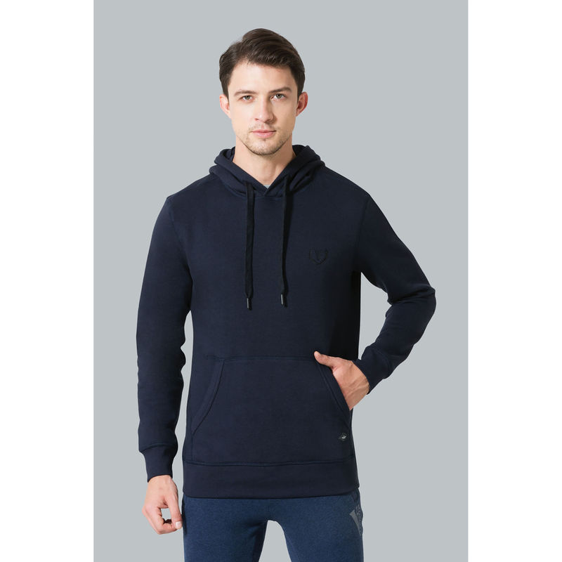 Van Heusen Men Hooded Neck & Media Pocket Sweatshirt - Navy
