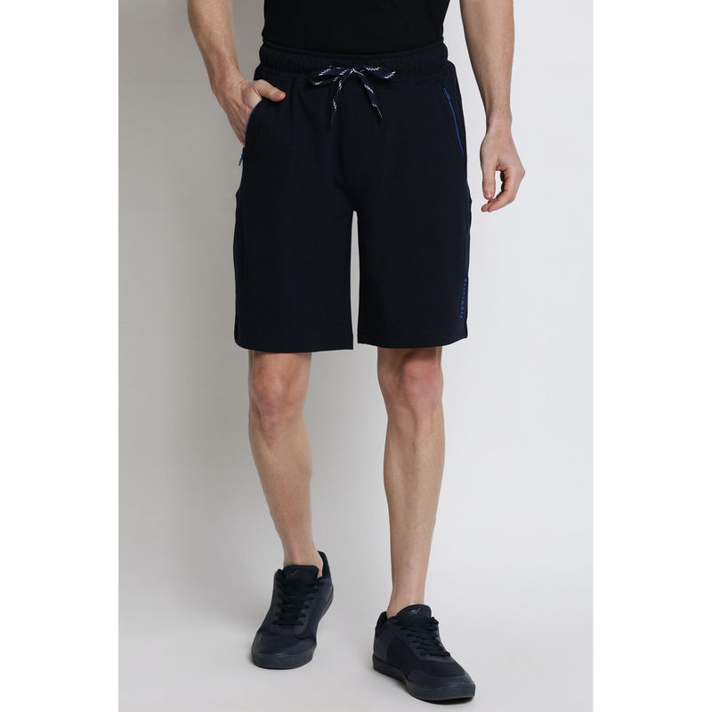 Van Heusen Men Athleisure Antiviral & Zipper Pocket Knit Shorts - Navy