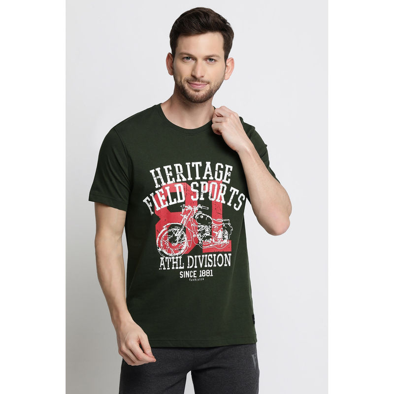 Van Heusen Men Athleisure Crew Neck & Short Sleeve T-Shirt - Green