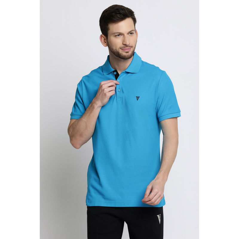 Van Heusen Men Athleisure Colour Fresh & Quick Dry Polo T-Shirt - Blue