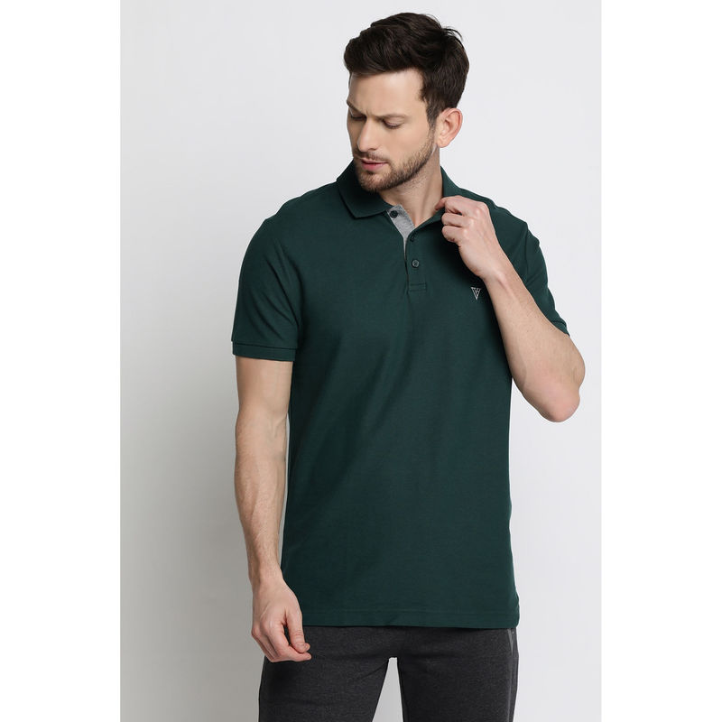 Van Heusen Men Athleisure Colour Fresh & Quick Dry Polo T-Shirt - Green