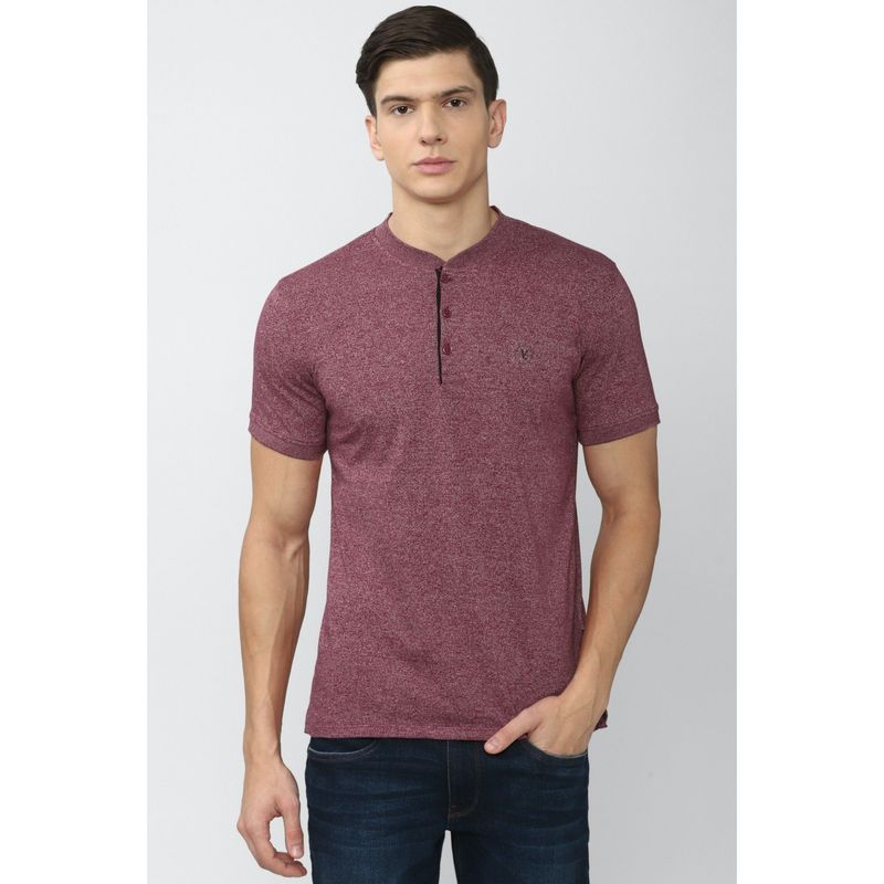 Van Heusen Men Purple T-Shirt (M)