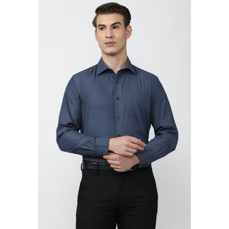 Van Heusen Solid Navy Shirt (39)
