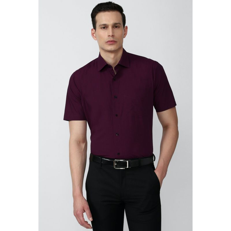 Van Heusen Solid Purple Shirt (44)