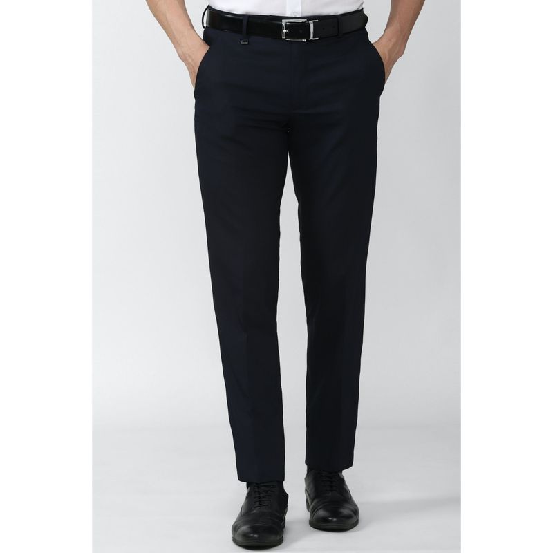 Van Heusen Solid Navy Trousers (30)