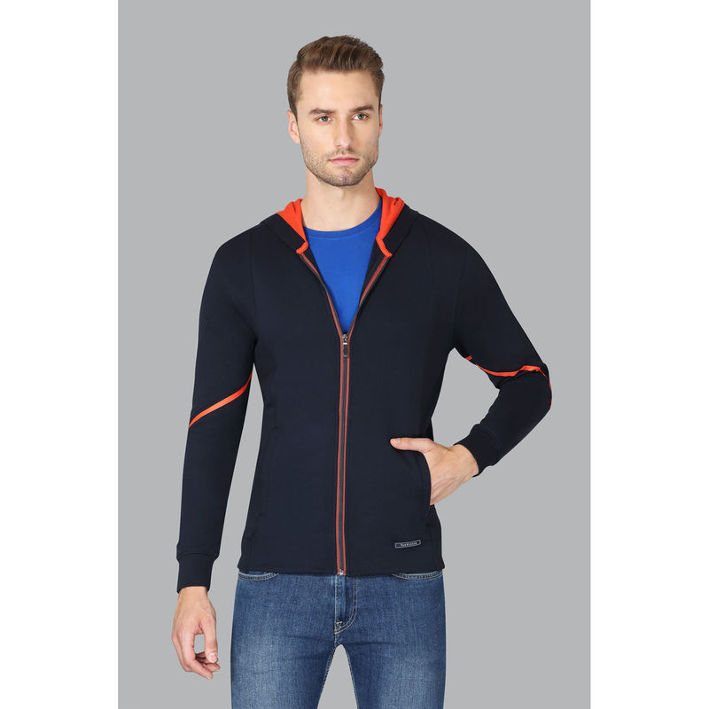 Van Heusen Men Hooded Neck & Media Pocket Sweatshirt - Navy