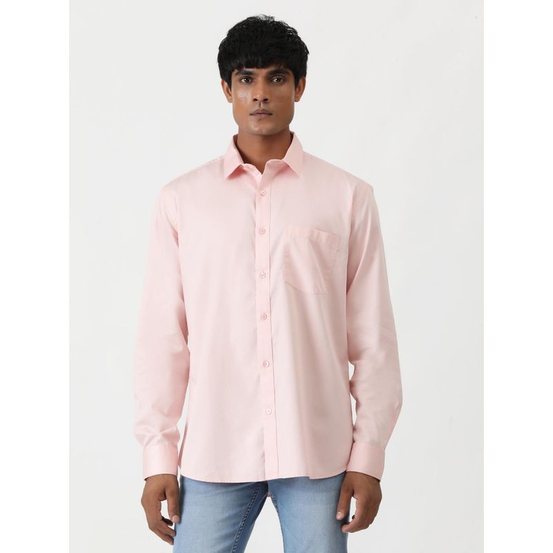 Greenfibre Pink 100% Cotton Solid Semi Casual Shirt (39)
