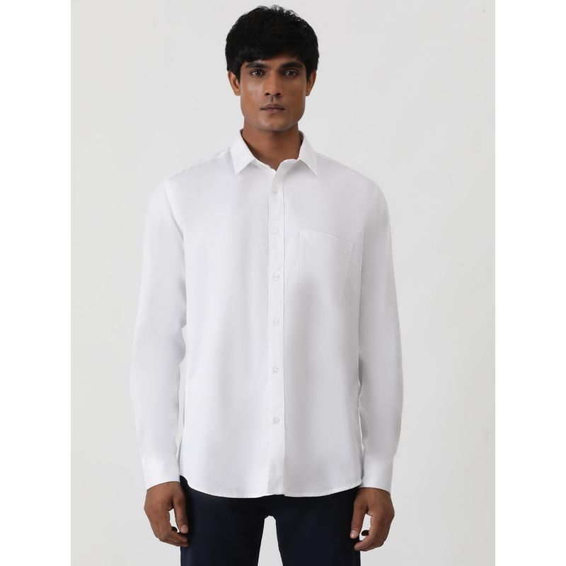 Greenfibre White 100% Cotton Solid Semi Casual Shirt (44)