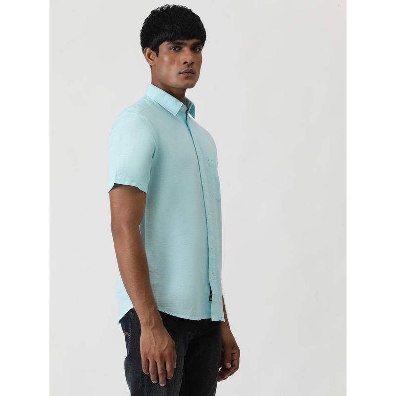 Greenfibre Sky Blue Cotton Blend Casual Shirt (40)