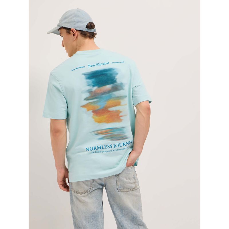 THE BEAR HOUSE Men Aqua Printed T-shirt (XL)
