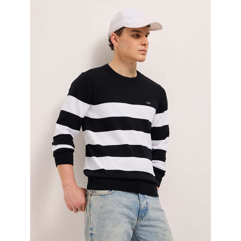 THE BEAR HOUSE Men Black Stripes Sweatshirt (2XL)