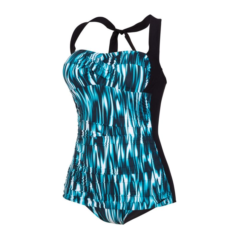 Speedo Women's Printed Crystalsun One Piece Swimwear - Nordic Teal & Black (36)