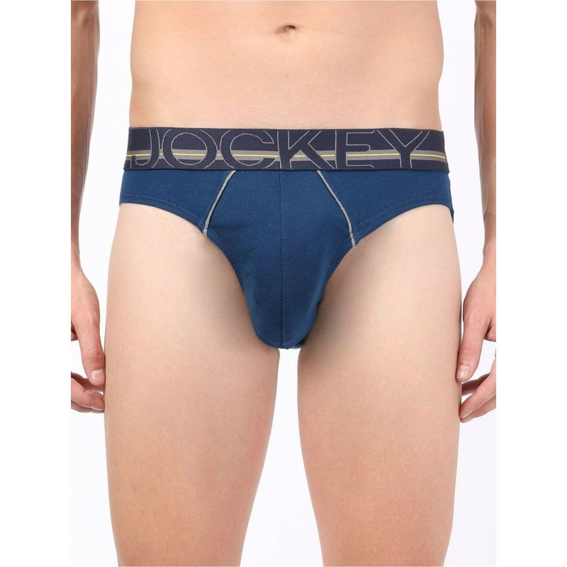 Jockey US17 Men Super Combed Cotton Rib Solid Brief - Poseidon (XL)