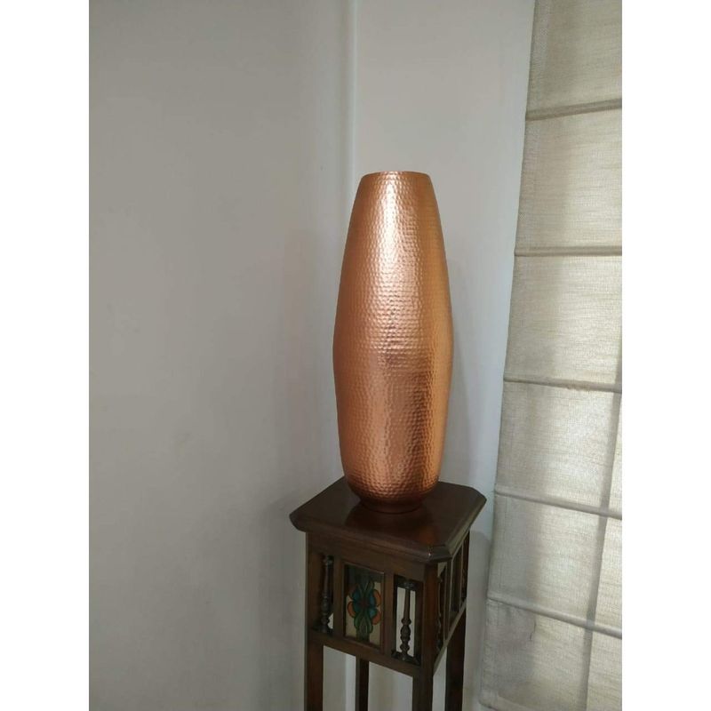 Buy SWHF Large Rose Gold Hammered Metal Vase for Home Decor, Can be