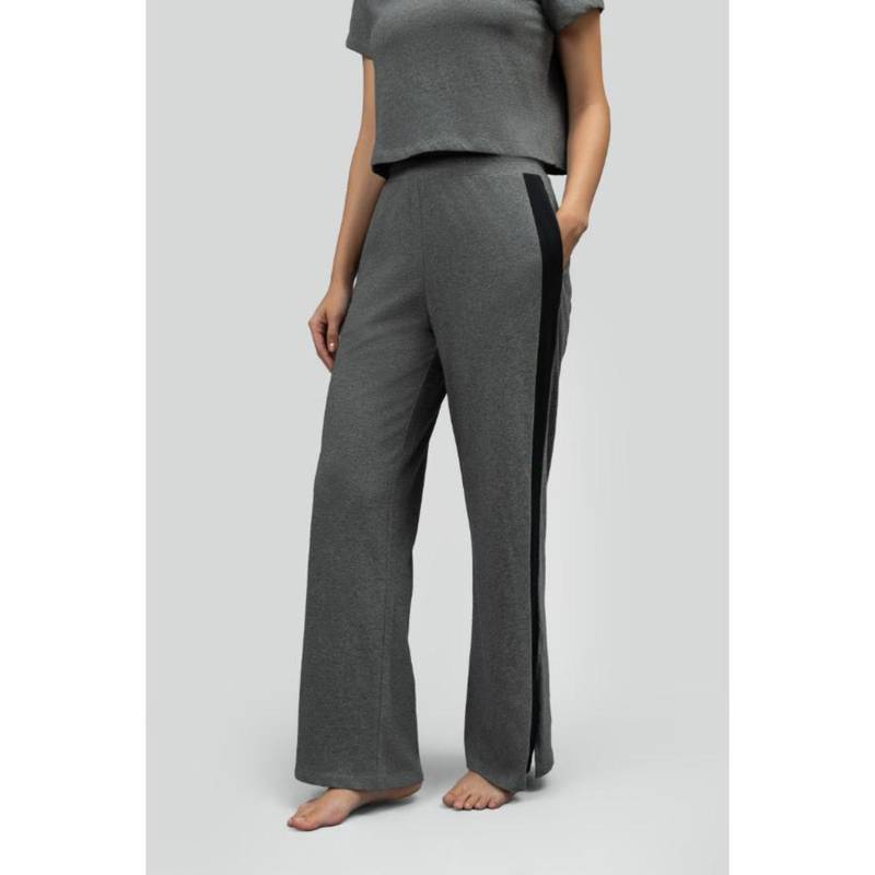 NeceSera Grey Soft Cotton Side Slit Flare Pants (M)