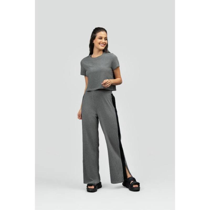 NeceSera Grey Soft Cotton Side Slit Flare Top with Bottom (S)
