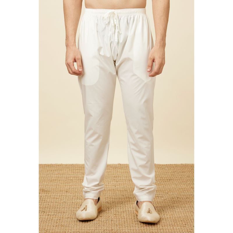 Diwas by Manyavar White Cotton Solid Pyjama for Men (3XL)