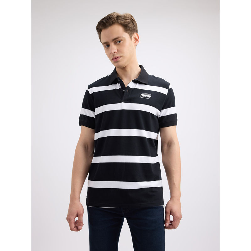 Pepe Jeans Men's Black Stripe Stretch Polo T-Shirt (M)