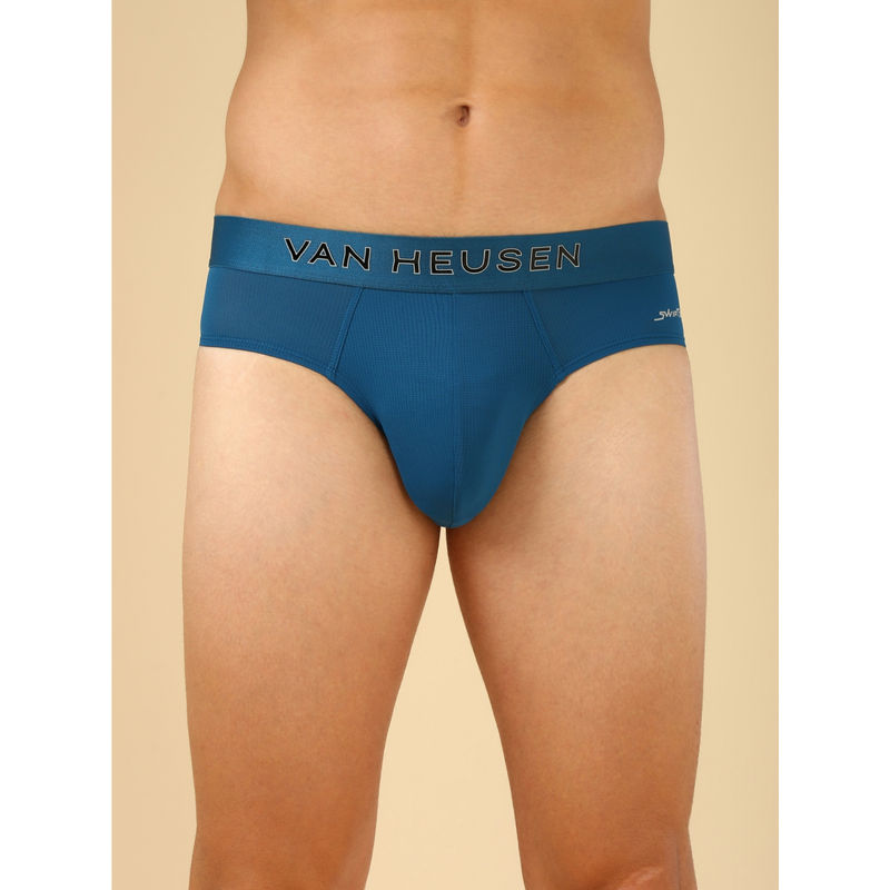 Van Heusen Innerwear Men Moroccan Blue Swift Dry & High Stretch Mesh Briefs (M)