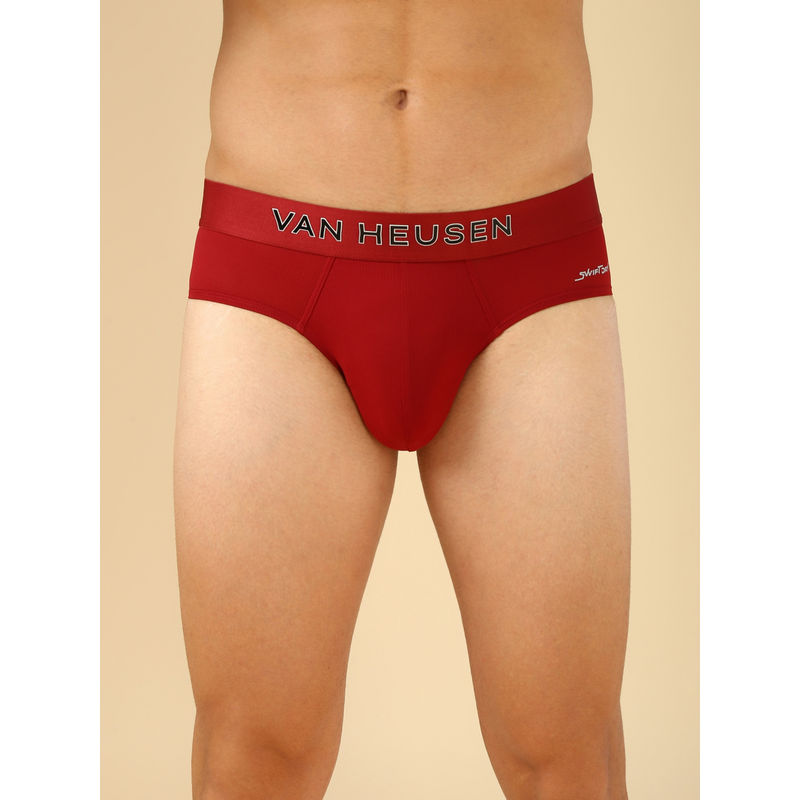 Van Heusen Innerwear Men Sun Dried Tomato Swift Dry & High Stretch Mesh Briefs (L)