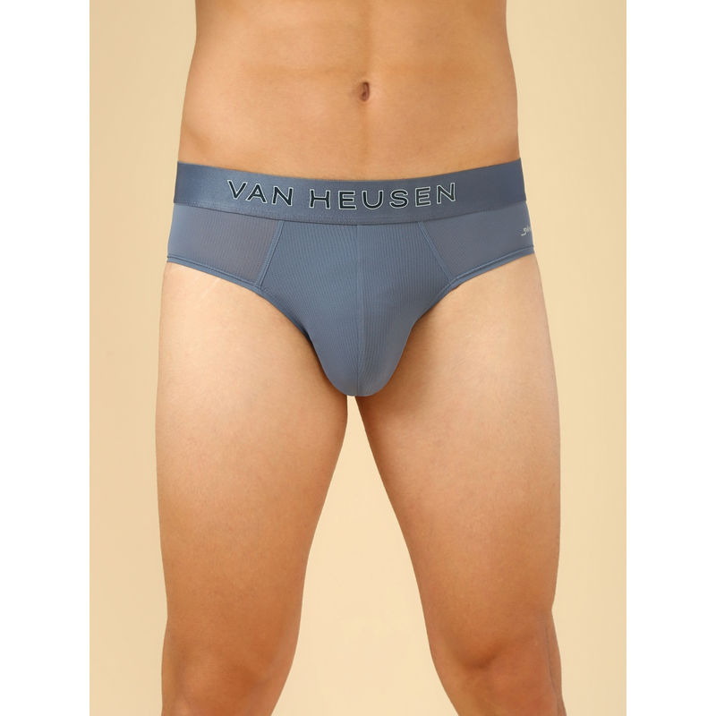 Van Heusen Innerwear Men Silicone Grey Swift Dry & High Stretch Mesh Briefs (L)