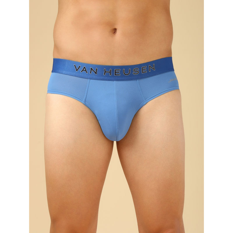 Van Heusen Innerwear Men Reviera Blue Swift Dry & High Stretch Mesh Briefs (L)