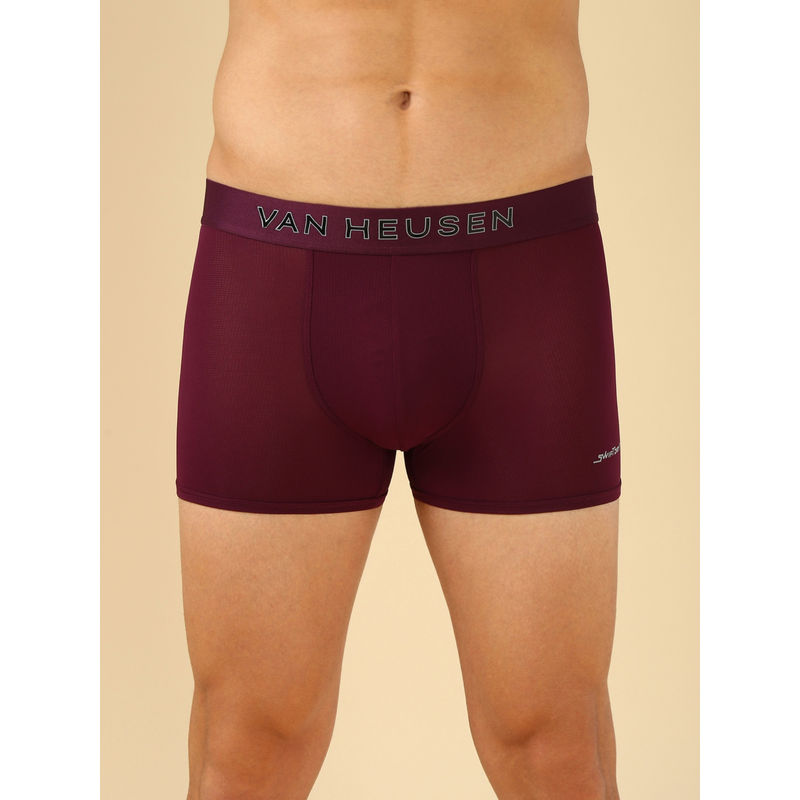 Van Heusen Innerwear Men Deep Purple Swift Dry & High Stretch Mesh Trunks (S)