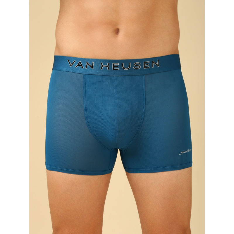 Van Heusen Innerwear Men Moroccan Blue Swift Dry & High Stretch Mesh Trunks (S)
