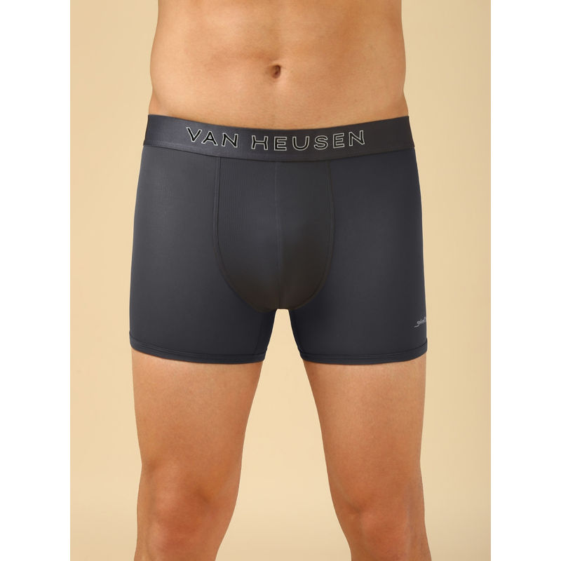 Van Heusen Innerwear Men Ebony Grey Swift Dry & High Stretch Mesh Trunks (XL)