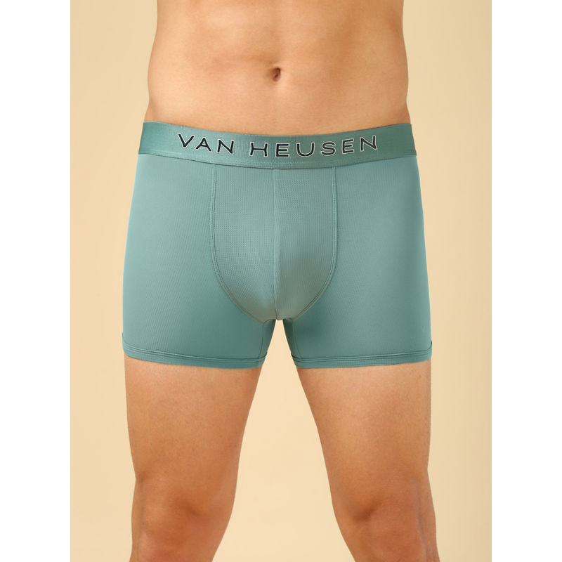 Van Heusen Innerwear Men Sage Green Swift Dry & High Stretch Mesh Trunks (M)