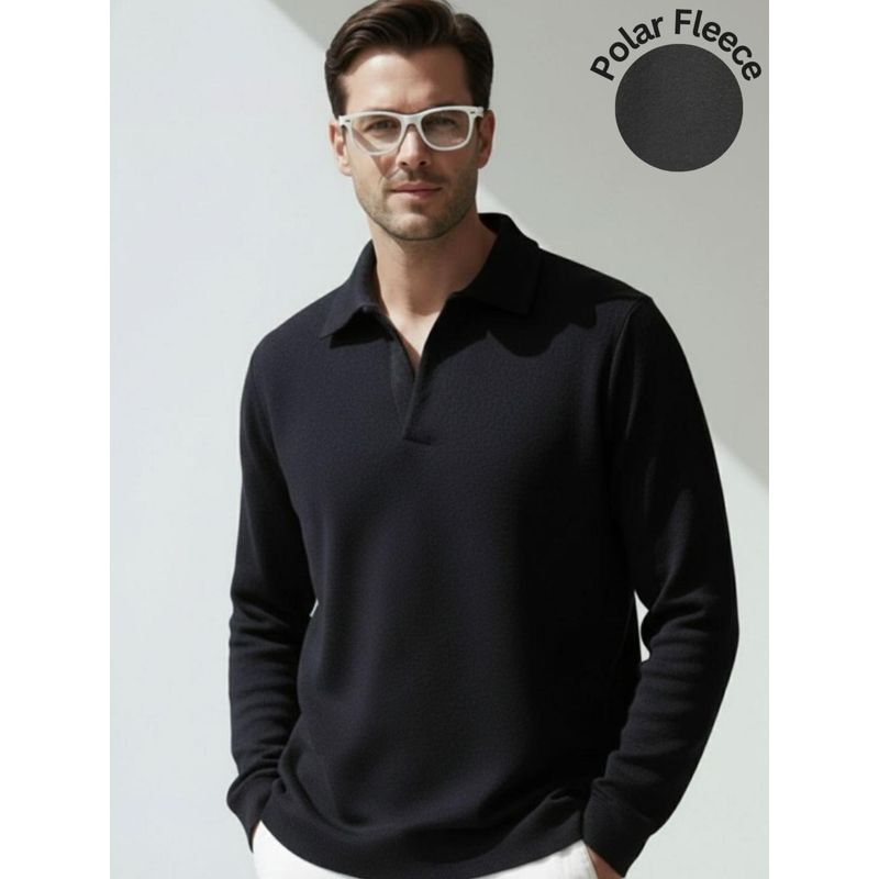 RIGO Men Solid Black Regular Fit Sweatshirt (M)