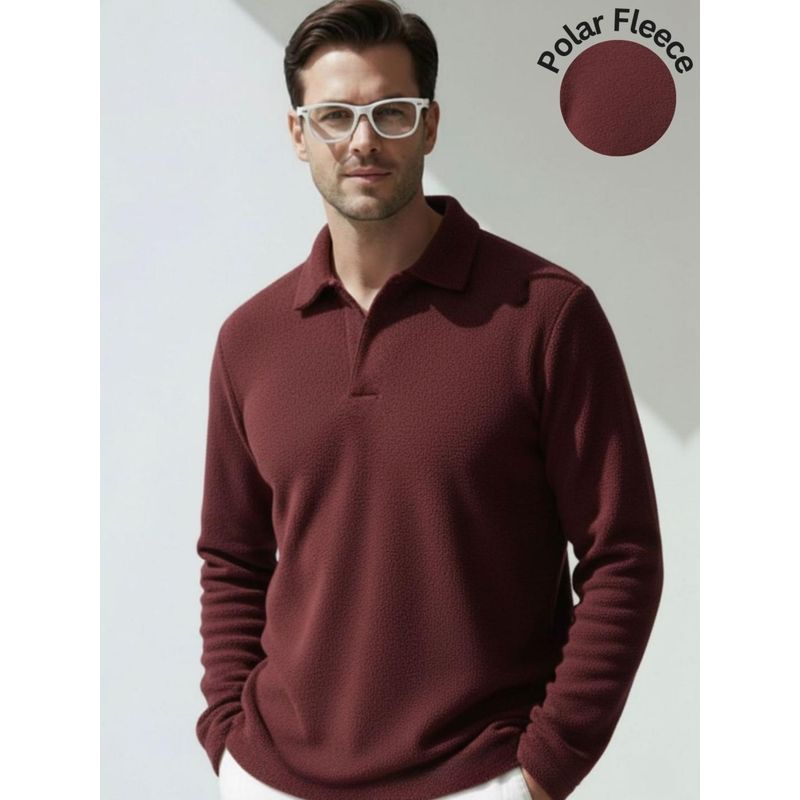 RIGO Men Solid Maroon Regular Fit Sweatshirt (XL)