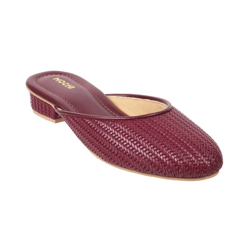 Mochi Womens Maroon Mules (EURO 36)