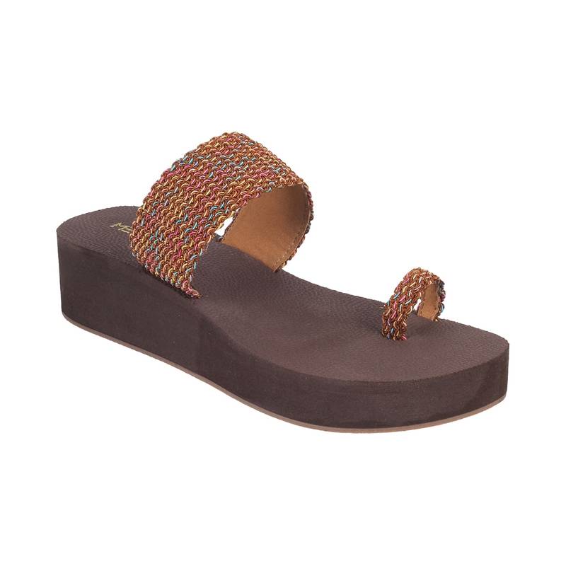 Metro Brown Synthetic Assorted Women Wedges (EURO 38)