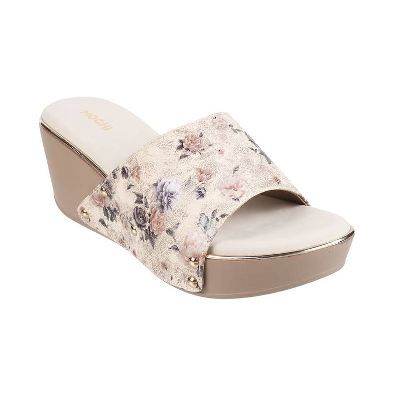 Mochi Womens Beige Platform Heels (EURO 37)